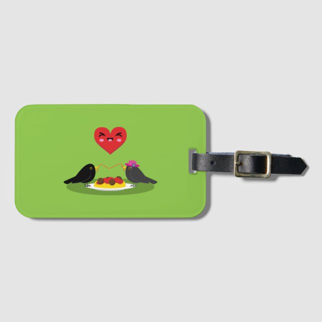 Etiqueta Para Maletas Spaghetti Meatball Romantic Date (Anverso horizontal)