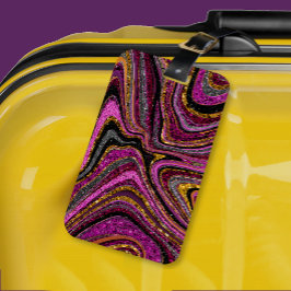 Etiqueta Para Maletas Sparkle Glam Purpurina arte de mármol femenino ros