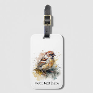 Etiqueta Para Maletas Sparrow de acuarela rusa, personalizado