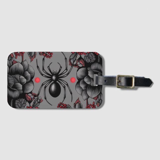 Etiqueta Para Maletas Spider Floral diseño estilo gótico (Anverso horizontal)