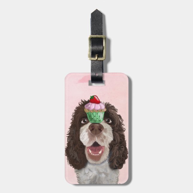 Etiqueta Para Maletas Springer Spaniel con Cupcake 2 (Frente Vertical)