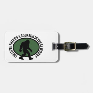 Etiqueta Para Maletas Squatch oval fresco en estas maderas