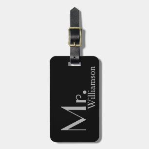 Etiqueta Para Maletas Sr. gris negro moderno Travel Luggage Tag