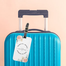 Etiqueta Para Maletas Sr. mrs newlyweds rosa florales de oro verde