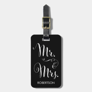 Etiqueta Para Maletas Sr. y señora de lujo Luggage Tag de la escritura
