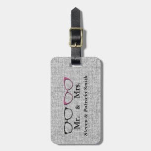 Etiqueta Para Maletas Sr. y señora Geek Glasses Monogram