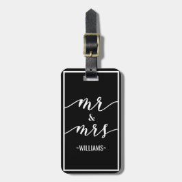 Etiqueta Para Maletas Sr. y señora negros y blanco personalizados