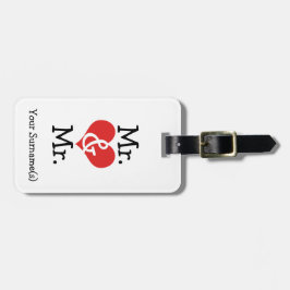 Etiqueta Para Maletas Sr. y Sr. Two Grooms Boda Honeymoon