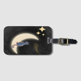 Etiqueta Para Maletas Starry Night Cat y Crescent Moon
