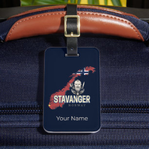Etiqueta Para Maletas Stavanger Noruega Mapa de la ciudad retro vacacion