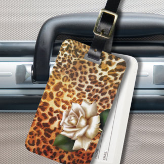 Etiqueta Para Maletas Stay Wild Animal imprime leopardo rosa blanco