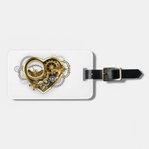 Etiqueta Para Maletas Steampunk Heart with a Manometer