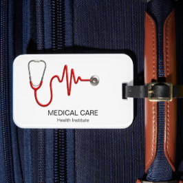 Etiqueta Para Maletas Stethoscope EKG latido de latido ECG línea de onda
