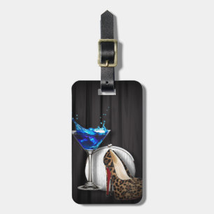 Etiqueta Para Maletas stilletos del chica de cóctel de martini del