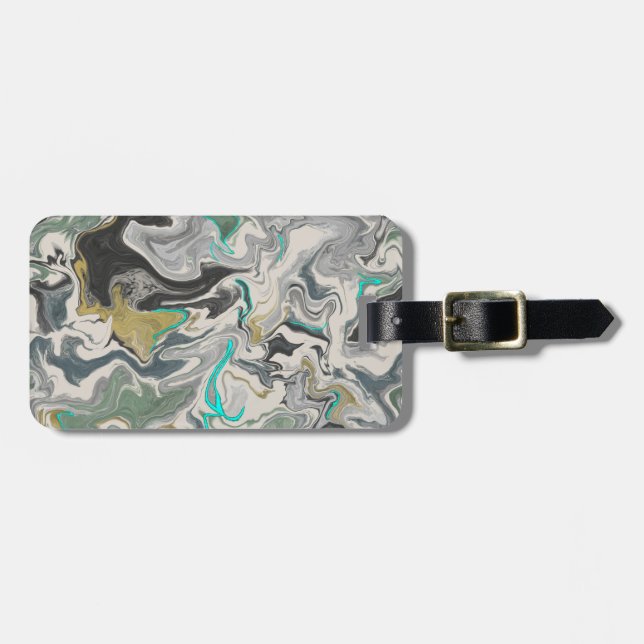 Etiqueta Para Maletas Stone Marbling with Turquoise Veins Double-sided (Frente Horizontal)