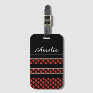 Etiqueta Para Maletas Strawberry Stripes Black Personalised