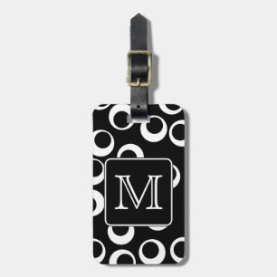 Etiqueta Para Maletas Su letra. Monograma blanco y negro. Modelo de la