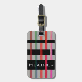 Etiqueta Para Maletas Su nombre y moderno tejido de franjas coloreadas/g