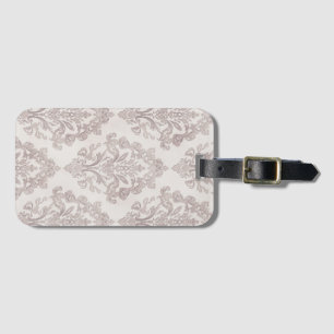 Etiqueta Para Maletas Suave Floral Clásica de Acuarela Damask en Taupe