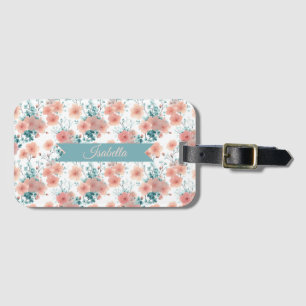 Etiqueta Para Maletas Suave Rosa Floral Personalizada de Primavera Vinta