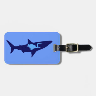Etiqueta Para Maletas Submarinista tiburón diver shark