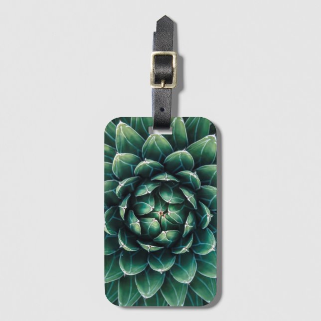 Etiqueta Para Maletas Succulent verde y blanco (Anverso vertical)