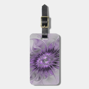 Etiqueta Para Maletas Sueño de Flor de Lavanda Arte Fractal Abstracto Mo