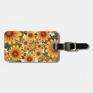 Etiqueta Para Maletas Sueño floral, arte fractal de flores abstractas mo