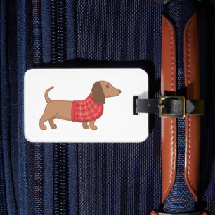 Etiqueta Para Maletas Suéter de Cuadros Rojos para Dachshund Perro Wiene