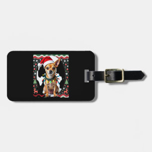 Etiqueta Para Maletas Suéter Feo De Navidad Chihuahua Santa Amante De Pe