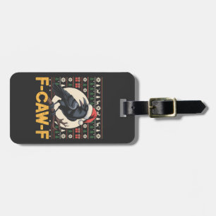 Etiqueta Para Maletas Suéter feo de Navidad divertido F-Caw-F Cuervo Xma