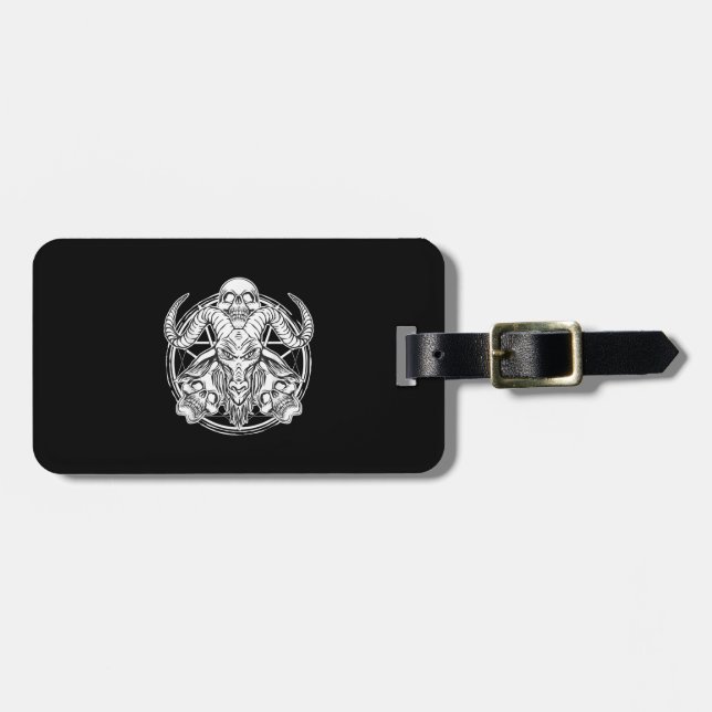 Etiqueta Para Maletas Sugar Skull Baphomet Goat Gift (Frente Horizontal)