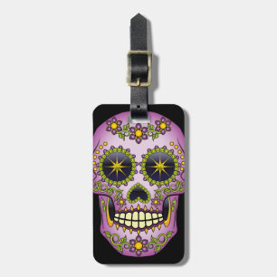 Etiqueta Para Maletas Sugar Skull Purple Floral