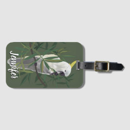 Etiqueta Para Maletas Sulphur-Crested Cockatoo in Tree Illustration