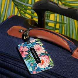 Etiqueta Para Maletas Summer Flowers Tropical Pretty Floral Pattern