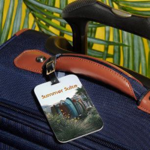 Etiqueta Para Maletas Summer Suite Surfboards y palmeras