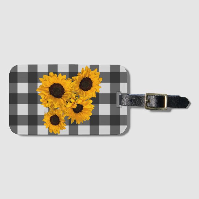 Etiqueta Para Maletas Sunflower Buffalo Plaid (Anverso horizontal)