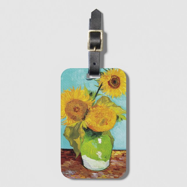 Etiqueta Para Maletas Sunflowers Vincent van Gogh (Anverso vertical)