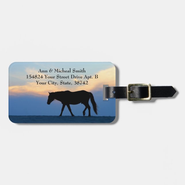 Etiqueta Para Maletas Sunset Beach Horse (Frente Horizontal)
