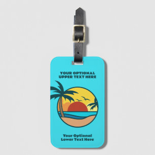 Etiqueta Para Maletas Sunset de playa tropical