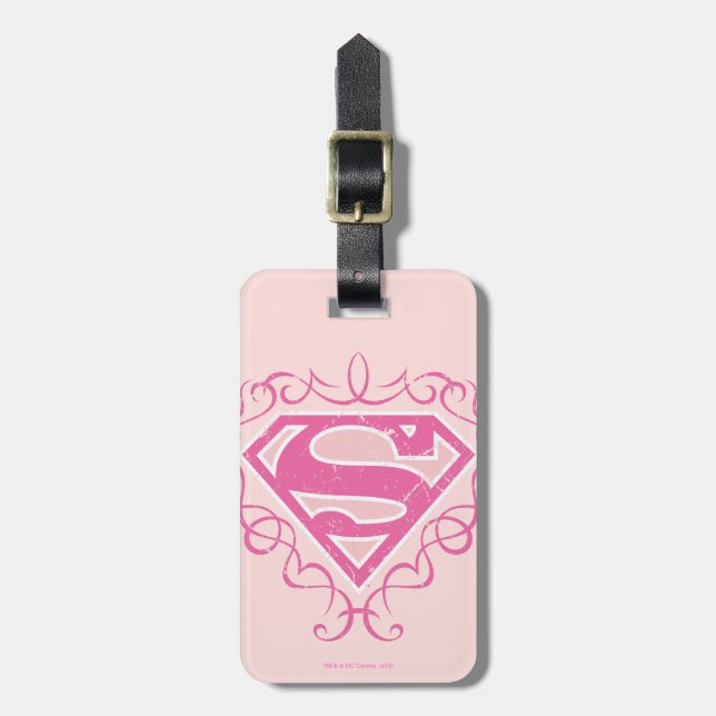 Etiqueta Para Maletas Supergirl Pink Strips (Frente Vertical)