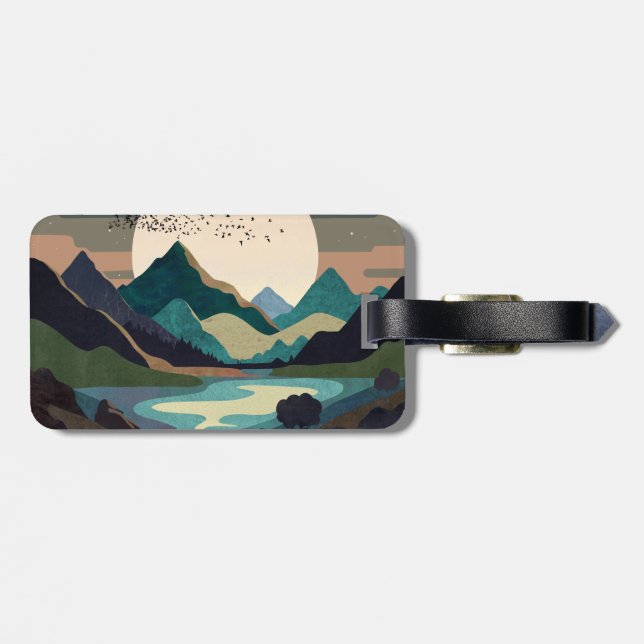 Etiqueta Para Maletas Superluna En El Lago (Atrás Horizontal)