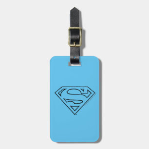 Etiqueta Para Maletas Superman S-Shield Logotipo de esquema negro simp