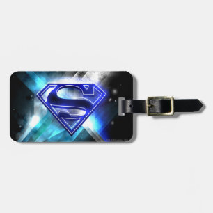 Etiqueta Para Maletas Superman Stylized Logo de Blue White Crystal