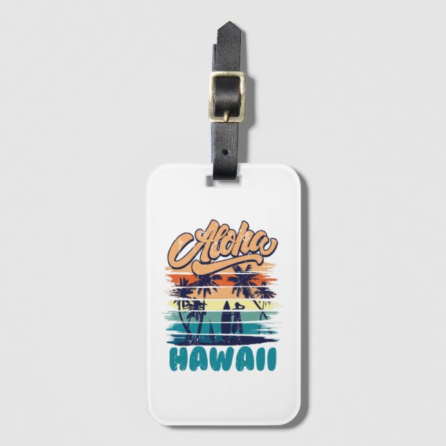 Etiqueta Para Maletas Surf - Aloha Hawaii (Anverso vertical)
