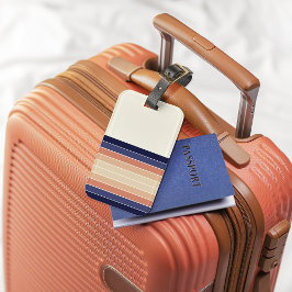 Etiqueta Para Maletas "Surfboard" Retro Blue y Peach Stried