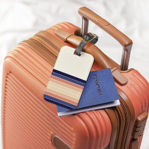 Etiqueta Para Maletas "Surfboard" Retro Blue y Peach Stried