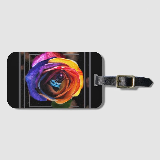 Etiqueta Para Maletas Surfing the Rainbow Rosa (Anverso horizontal)