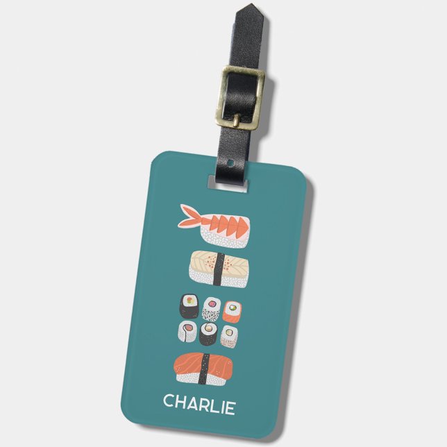 Etiqueta Para Maletas Sushi personalizado (Custom name Japanese sushi food art personalized luggage tag)