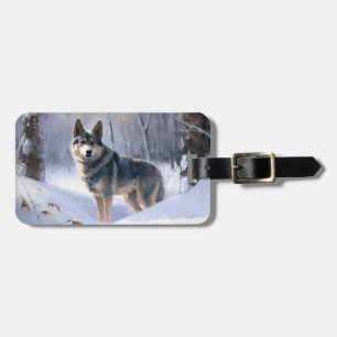 Etiqueta Para Maletas Swedish Vallhund Deja que nieve Navidad
